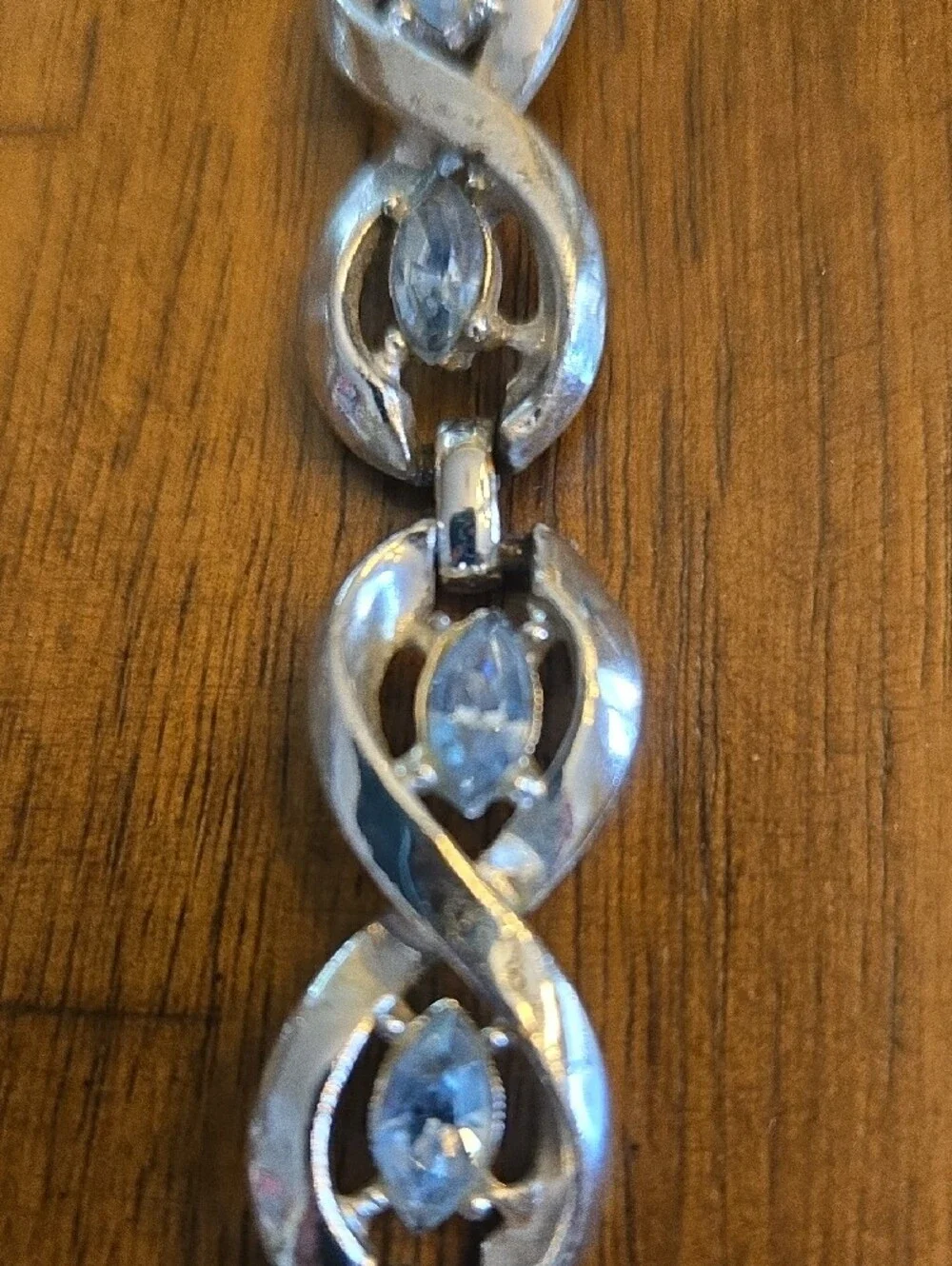 Silver-Tone Blue Crystal Infinity Link Bracelet